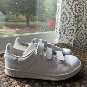 All white addidas velcro womens size 6